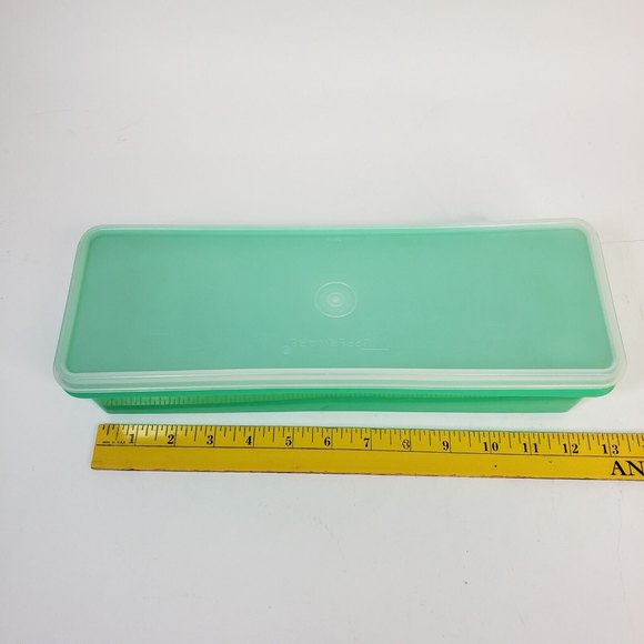 Vtg Tupperware Vegetable Crisper 892-4 w/ Sheer Lid 893-4 Celery Keeper Green - Picture 2 of 4